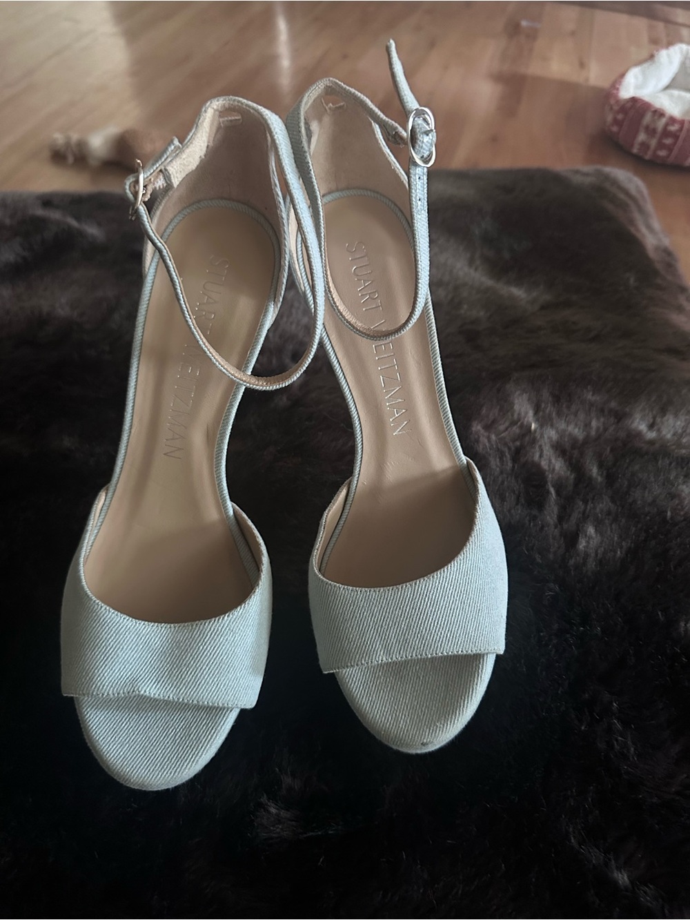 Stuart Weitzman Light Blue Open-Toe Ankle Strap Heels